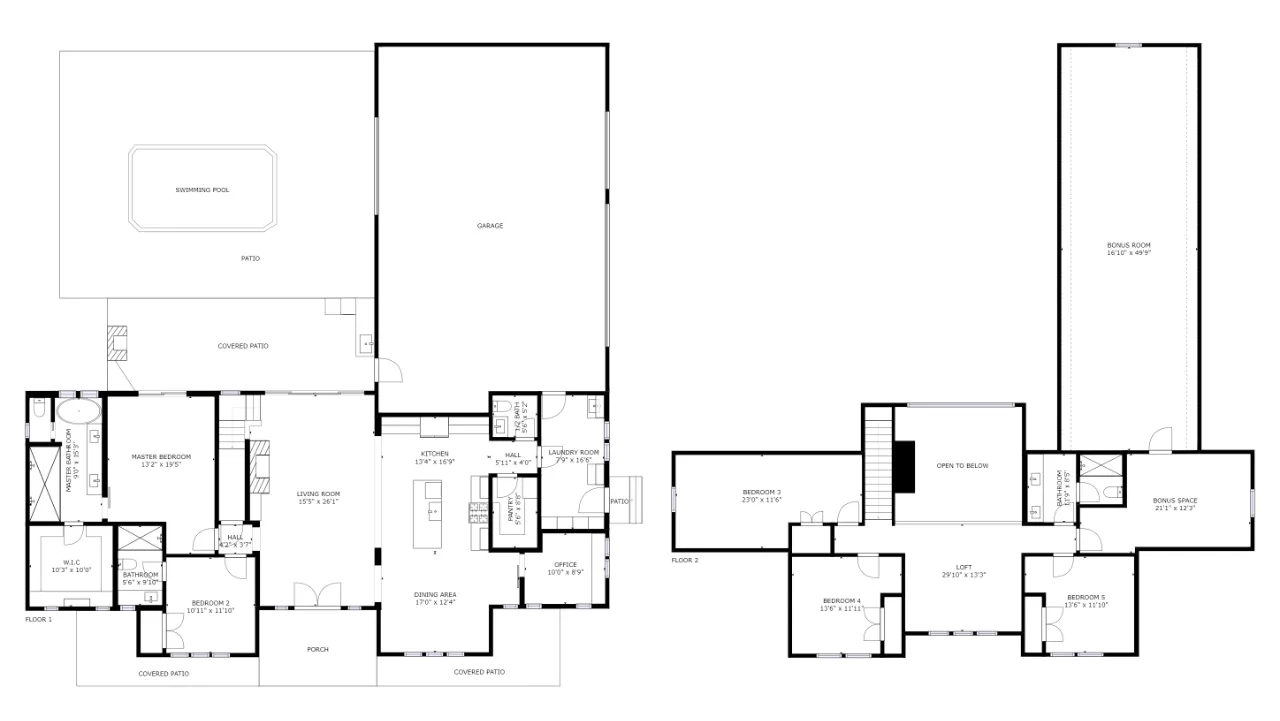 Sample floor plans showing the smarter use of floor space and luxury.